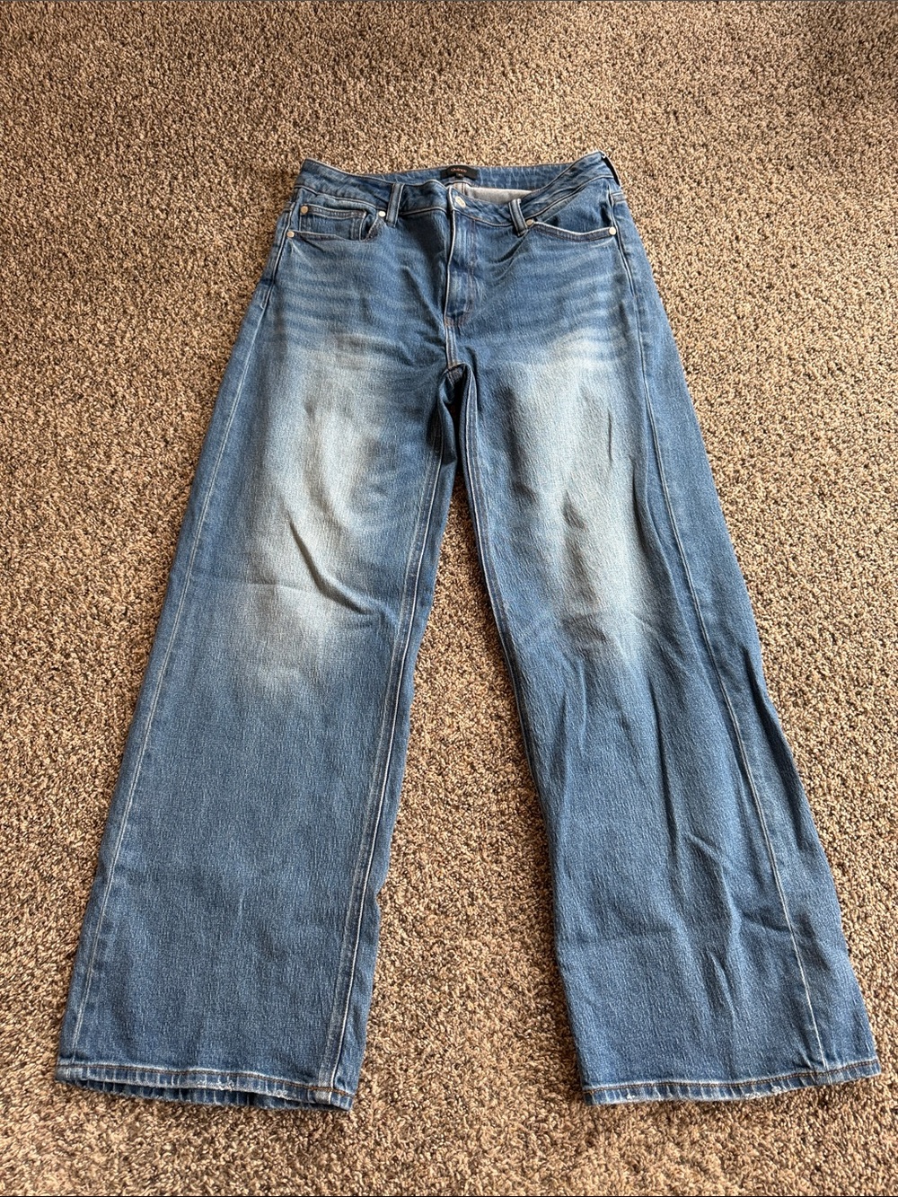 Quince Bella Stretch Wide Leg Medium Blue Denim Jeans Size 31 Waist